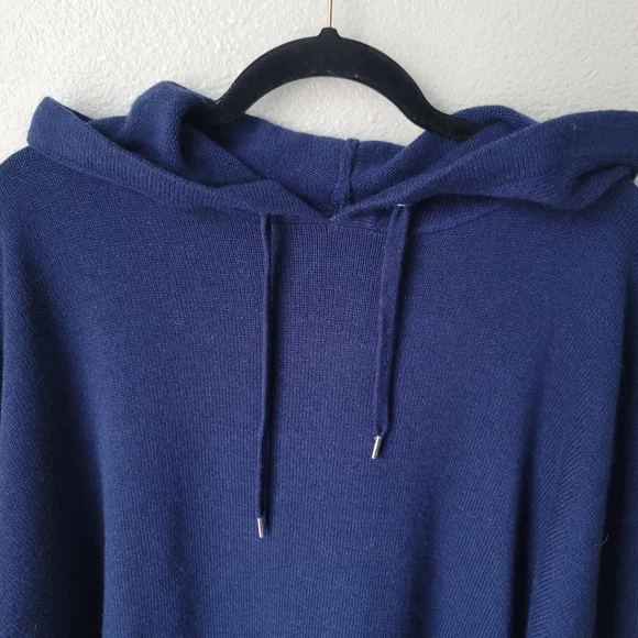 NWT The Kooples Wool Cashmere Blend Knit Hoodie Sweater, Size FR 2/US 6, Navy